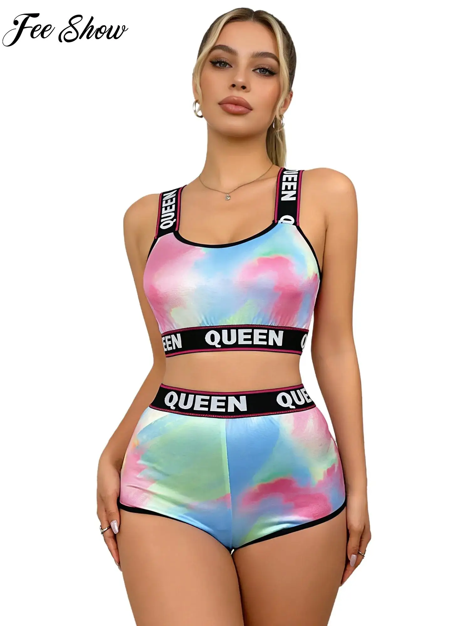 Women 2-piece Sports Outfit Wide Shoulder Straps Vest with Elastic Waistband Shorts for Workout Gym Fitness Running
Women 2-piece Sports Outfit Wide Shoulder Straps Vest with Elastic Waistband Shorts for Workout Gym Fitness Running