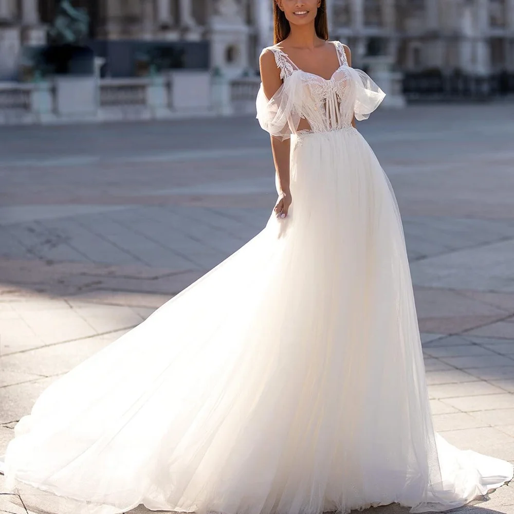 Elegant White Wedding Dresses For Women Fashion Off The Shoulder Backless Regular Strap Sleeveless Sweep Train Bride Dresses
Elegant White Wedding Dresses For Women Fashion Off The Shoulder Backless Regular Strap Sleeveless Sweep Train Bride Dresses