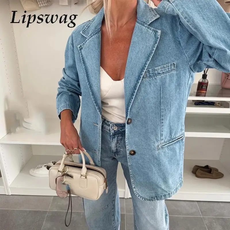 Women Button Office Coat High Street Solid Turn Down Collar Denim Jacket New Autumn Spring Long Sleeve Retro Jeans Outwear 2025
Women Button Office Coat High Street Solid Turn Down Collar Denim Jacket New Autumn Spring Long Sleeve Retro Jeans Outwear 2025