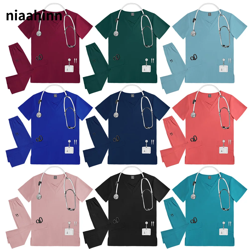 Pet Nurse Workwear Women Casual Short Sleeved Apparel Medical Tops+pants Pharmacy Work Clothes Hospital Doctor Nursing Uniforms
Pet Nurse Workwear Women Casual Short Sleeved Apparel Medical Tops+pants Pharmacy Work Clothes Hospital Doctor Nursing Uniforms