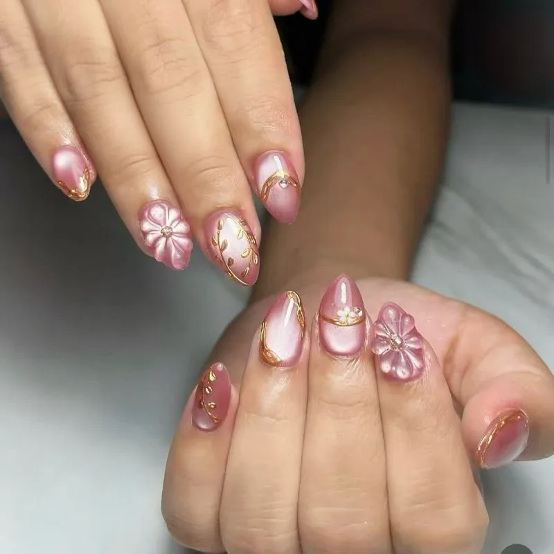 30Pcs False Nails Bean Paste Pink Glass Beads Cat-Eye Gold-Plated Small Flowers Press-On Nails—Perfect As A Gift for Girls
30Pcs False Nails Bean Paste Pink Glass Beads Cat-Eye Gold-Plated Small Flowers Press-On Nails—Perfect As A Gift for Girls