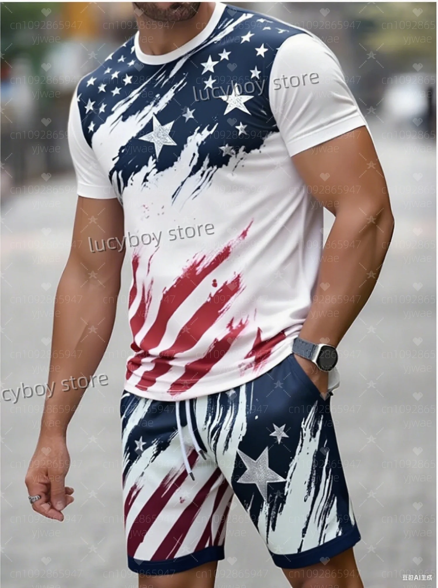Summer Men 3D FLAG STARS Print Set Short Sleeve T-Shirt Shorts Set Adult Sport Jogging Plus Size Tracksuit 2 Piece Set
Summer Men 3D FLAG STARS Print Set Short Sleeve T-Shirt Shorts Set Adult Sport Jogging Plus Size Tracksuit 2 Piece Set