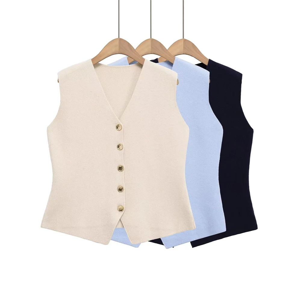 UNIZERA women's V-neck sleeveless knitted vest with vest buckle decoration for spring and summer new casual women's wear
UNIZERA women's V-neck sleeveless knitted vest with vest buckle decoration for spring and summer new casual women's wear