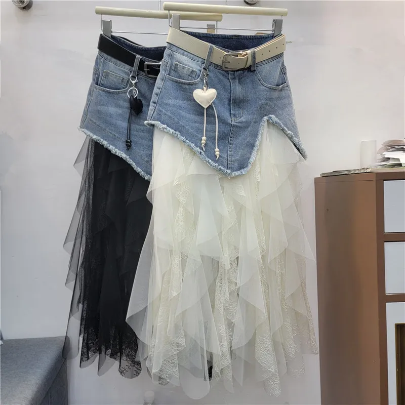 Fashionable Denim Patchwork Mesh Long Skirt - Women's 2026 Summer New Slimming, Chic, Effortlessly Elegant A-line Maxi Skirts
Fashionable Denim Patchwork Mesh Long Skirt - Women's 2026 Summer New Slimming, Chic, Effortlessly Elegant A-line Maxi Skirts