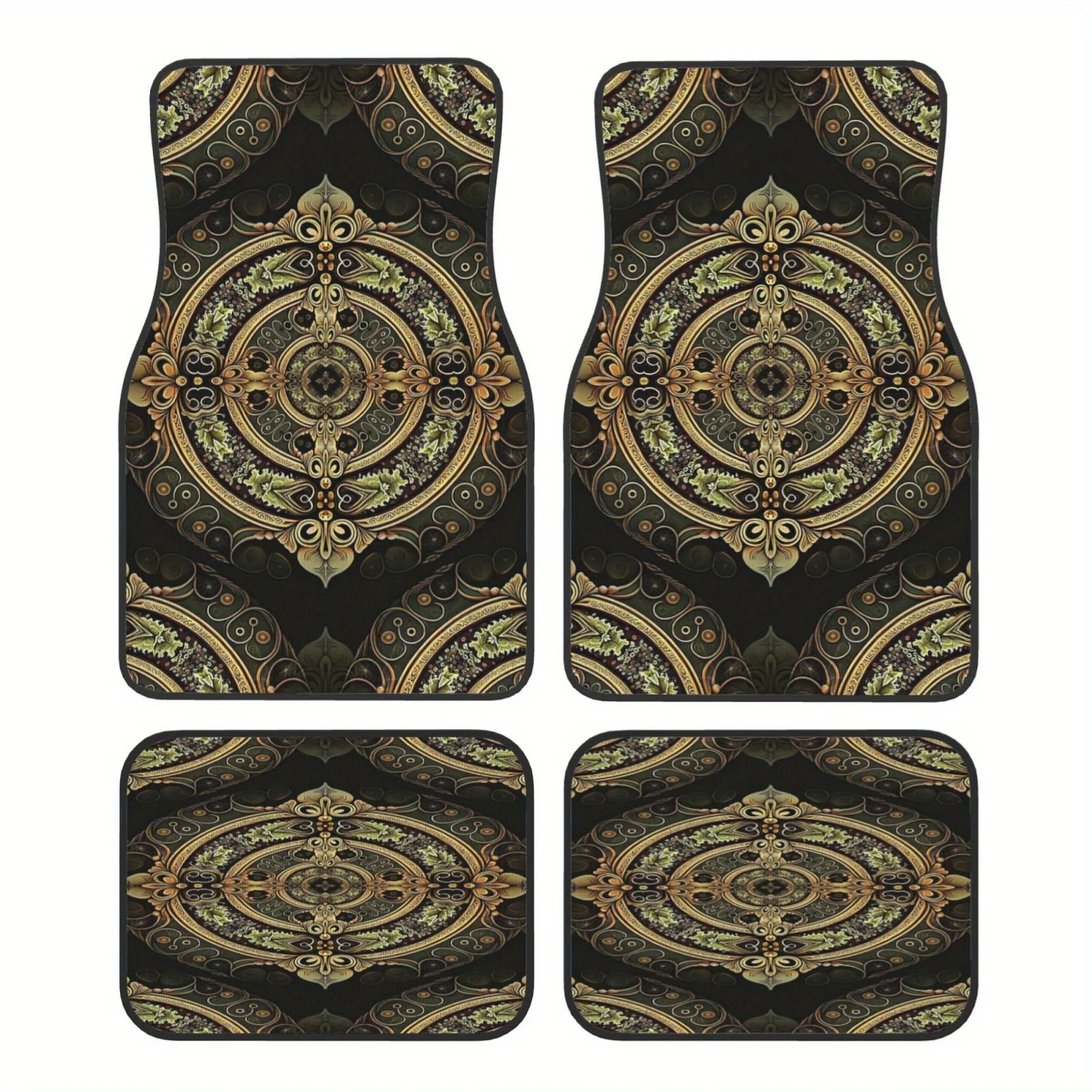 4 шт. автомобильные коврики с богемным узором — хрустальный флис, подходят для любого автомобиля, черные с замысловатым цветочным дизайном бежевого, зеленого цвета,
4 шт. автомобильные коврики с богемным узором — хрустальный флис, подходят для любого автомобиля, черные с замысловатым цветочным дизайном бежевого, зеленого цвета,