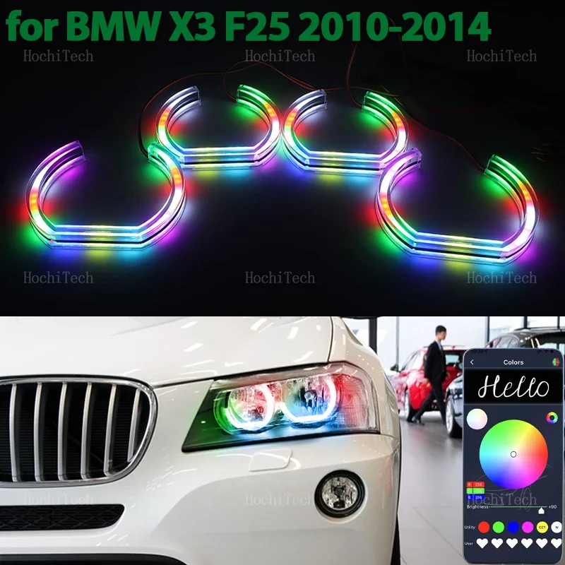 For BMW X3 F25 Halogen Headlight 2010 2011 2012 2013 2014 Sequential App control LED Angel Eyes Bulb Ring turn signal DRL Lamp
For BMW X3 F25 Halogen Headlight 2010 2011 2012 2013 2014 Sequential App control LED Angel Eyes Bulb Ring turn signal DRL Lamp