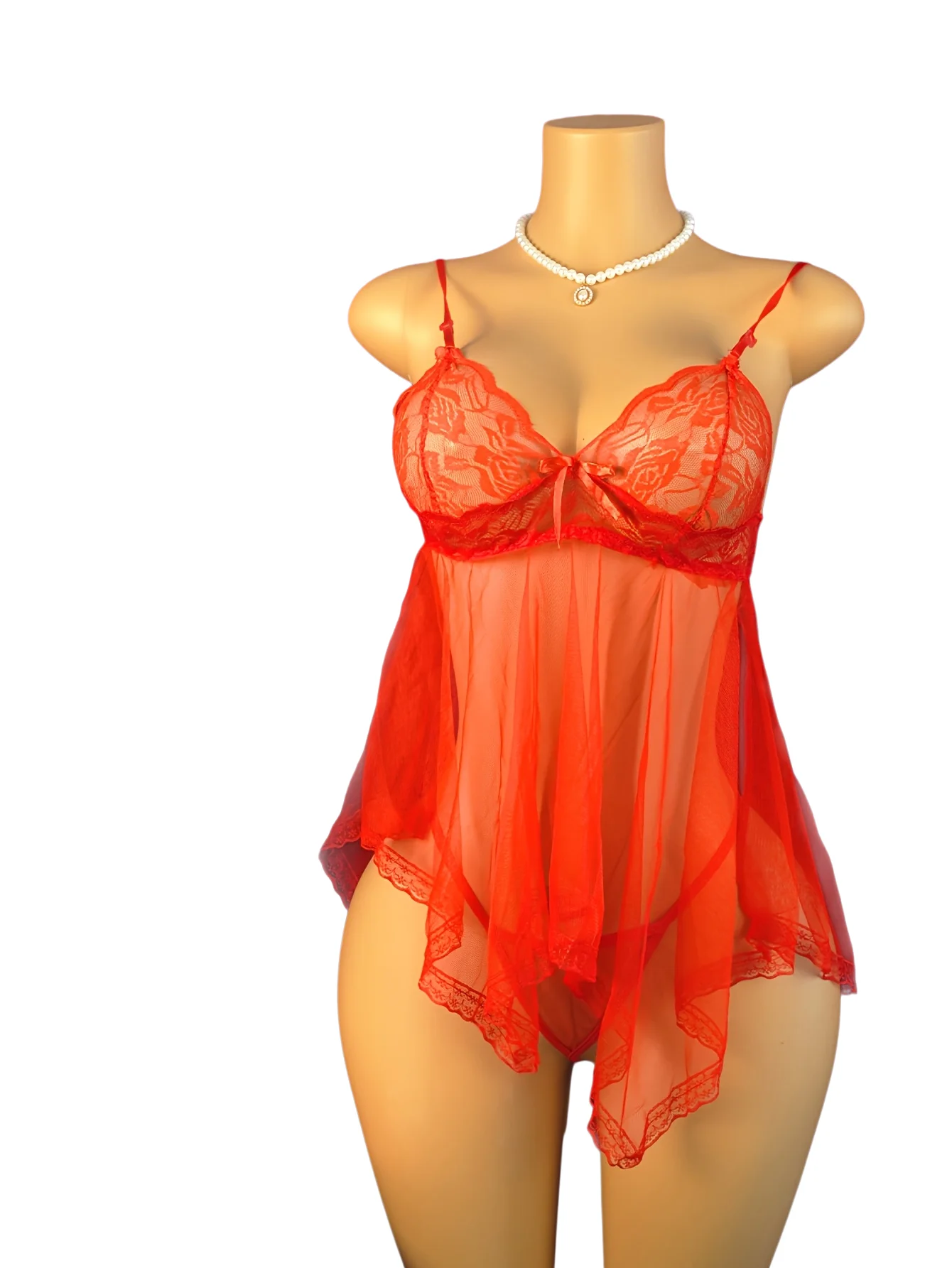 Floral Lace Red Babydoll Lingerie Sexy See-Through Chemise Nightgown for Women Sensual Sleepwear Honeymoon Party Outfit (Necklac
Floral Lace Red Babydoll Lingerie Sexy See-Through Chemise Nightgown for Women Sensual Sleepwear Honeymoon Party Outfit (Necklac