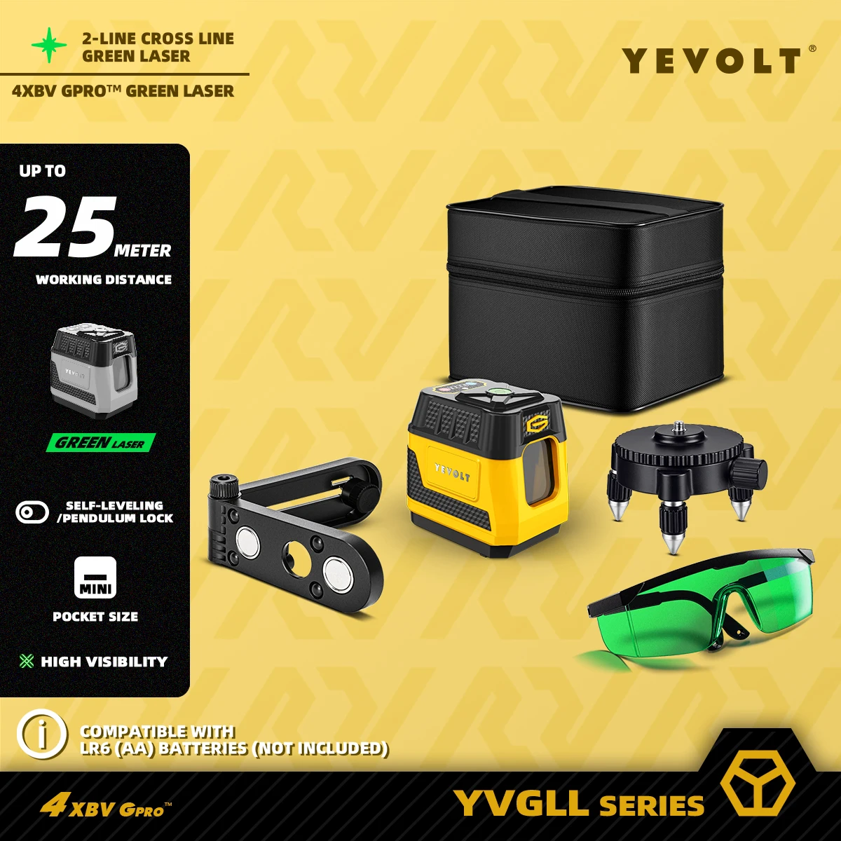 YEVOLT YVGLL4XS2G Laser Level Cross-Line Strobe Beam Positioning, Eco Mode & Auto-Level - 515nm Green for Low-Light Efficiency
YEVOLT YVGLL4XS2G Laser Level Cross-Line Strobe Beam Positioning, Eco Mode & Auto-Level - 515nm Green for Low-Light Efficiency