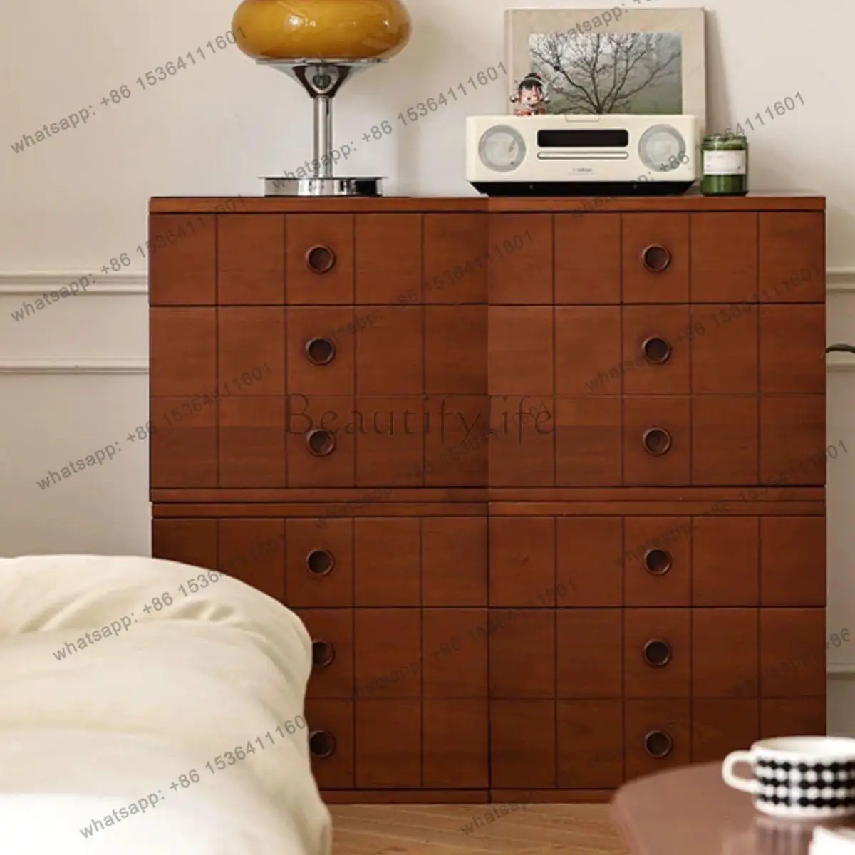 Retro solid wood combination chest button design module storage wardrobe
Retro solid wood combination chest button design module storage wardrobe