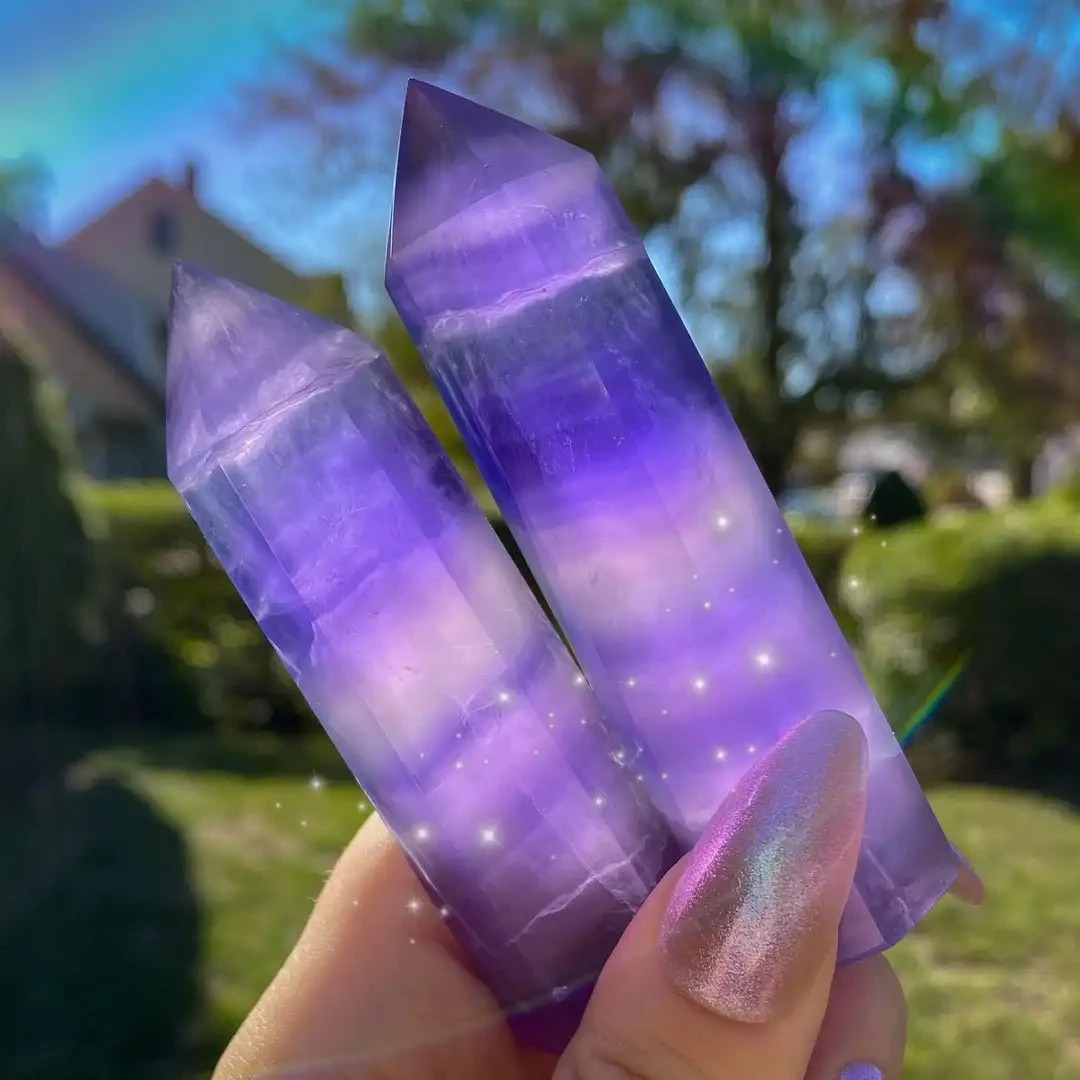 1pc natural crystal Blue Purple Fluorite Crystal Tower Pillar Wand home office gift
1pc natural crystal Blue Purple Fluorite Crystal Tower Pillar Wand home office gift