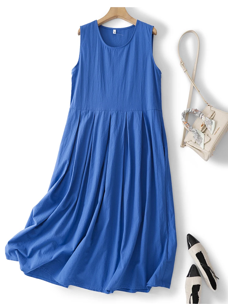 Fashionable Midi White Dress Women's plus Size Gored Skirt Sleeveless Pleated Vest Dress Artistic Style High Waist A-Line Skirt
Fashionable Midi White Dress Women's plus Size Gored Skirt Sleeveless Pleated Vest Dress Artistic Style High Waist A-Line Skirt