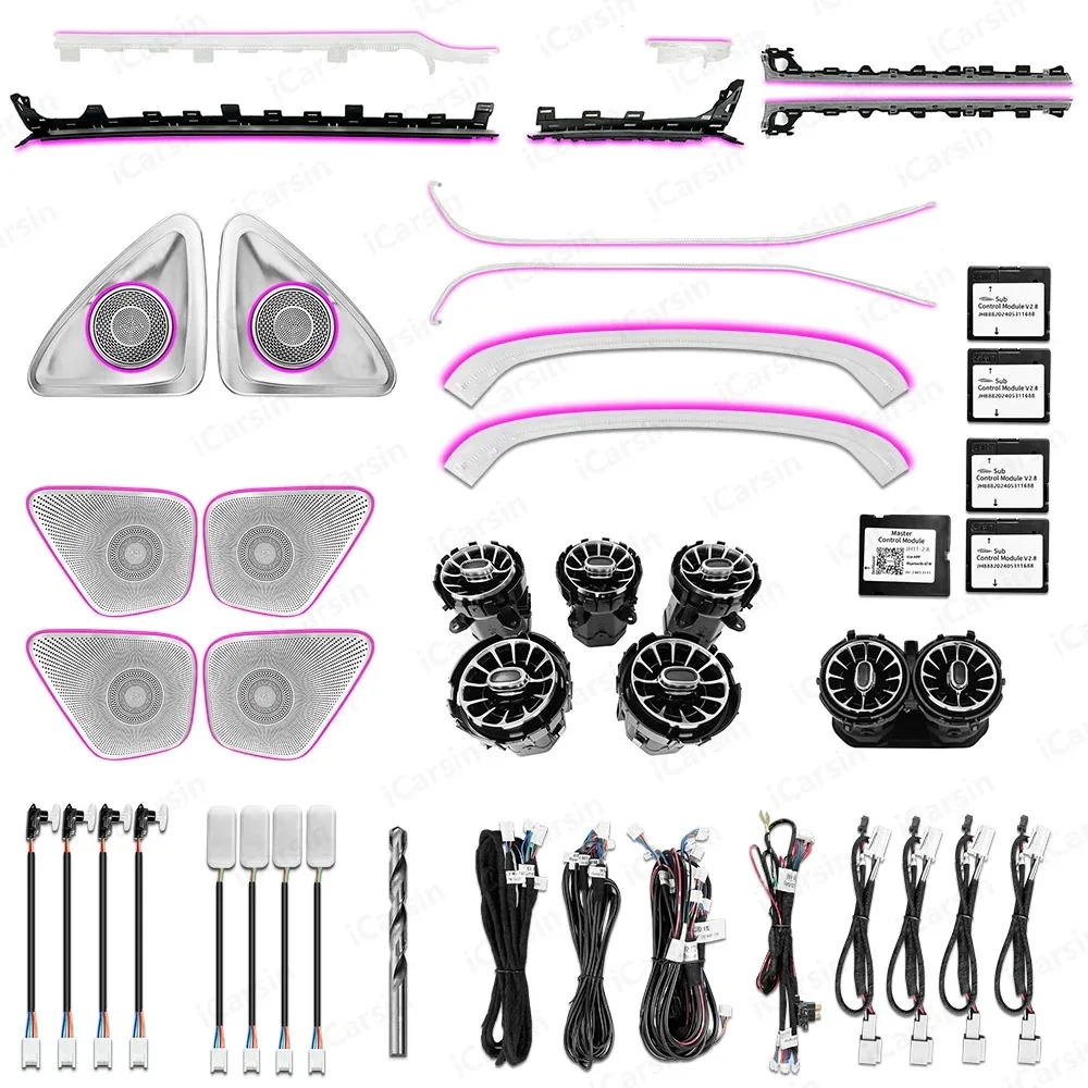 Внутренние наклейки RHD, обновление, 64 цвета, светодиодное освещение салона автомобиля для Mercedes Benz A-Class W177 CLA W118 2018-2024, детали
Внутренние наклейки RHD, обновление, 64 цвета, светодиодное освещение салона автомобиля для Mercedes Benz A-Class W177 CLA W118 2018-2024, детали