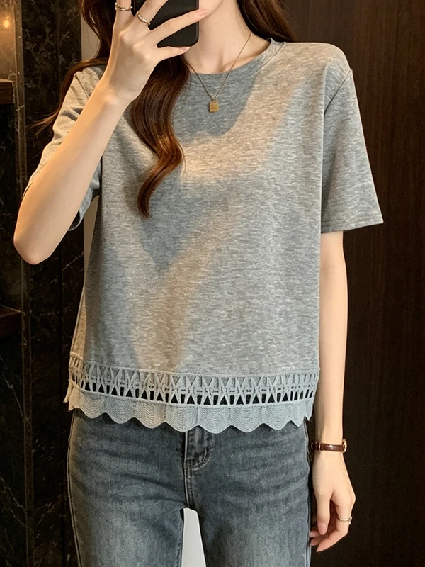 plus Size Summer New Women's round Neck Hollow out Short Sleeve T-Shirt Comfortable Breathable Korean Style Casual Top
plus Size Summer New Women's round Neck Hollow out Short Sleeve T-Shirt Comfortable Breathable Korean Style Casual Top