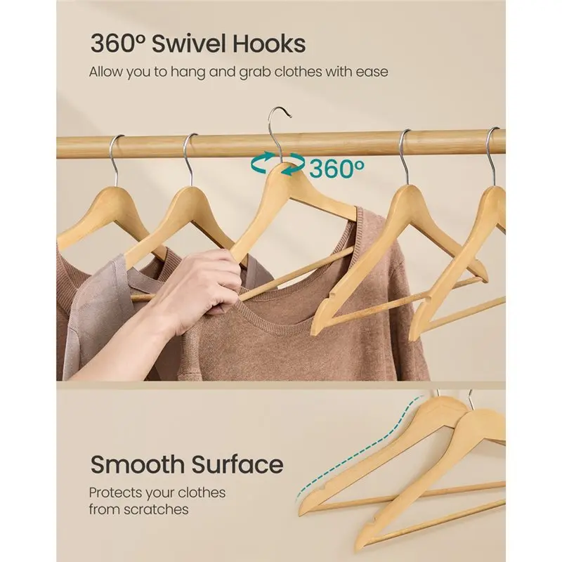 ABJI-Pants Bar, Wooden Hangers-Pack Of 10, Coat Hangers, 360° Swivel Hooks, Solid Wood
ABJI-Pants Bar, Wooden Hangers-Pack Of 10, Coat Hangers, 360° Swivel Hooks, Solid Wood