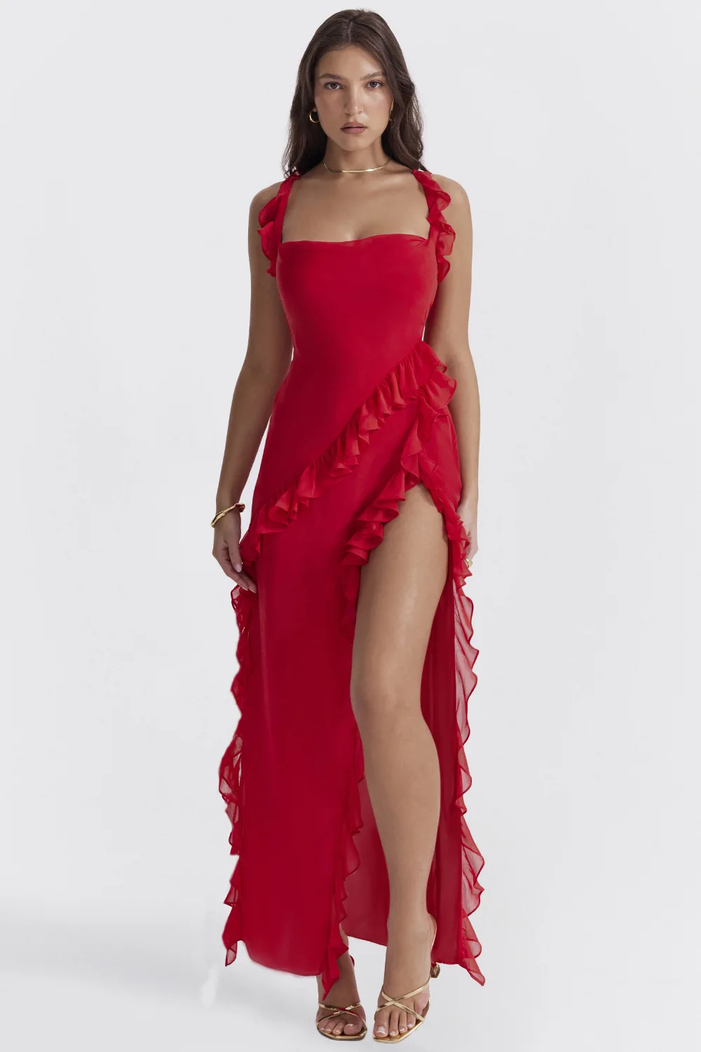 Women's Y2K Ruffles Square Neck Dress Sexy Backless Split Club Party Gowns Long Casual Dresses 
Women's Y2K Ruffles Square Neck Dress Sexy Backless Split Club Party Gowns Long Casual Dresses