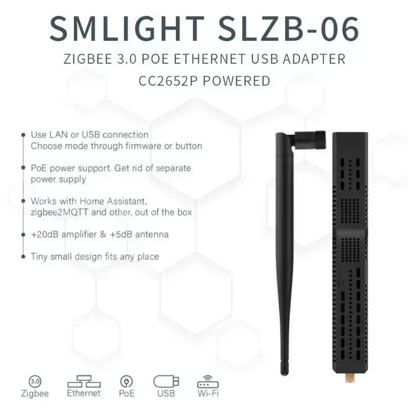 SMLIGHT SLZB-06P7 Координатор шлюза Zigbee 3.0 для Ethernet, USB и WiFi
SMLIGHT SLZB-06P7 Координатор шлюза Zigbee 3.0 для Ethernet, USB и WiFi