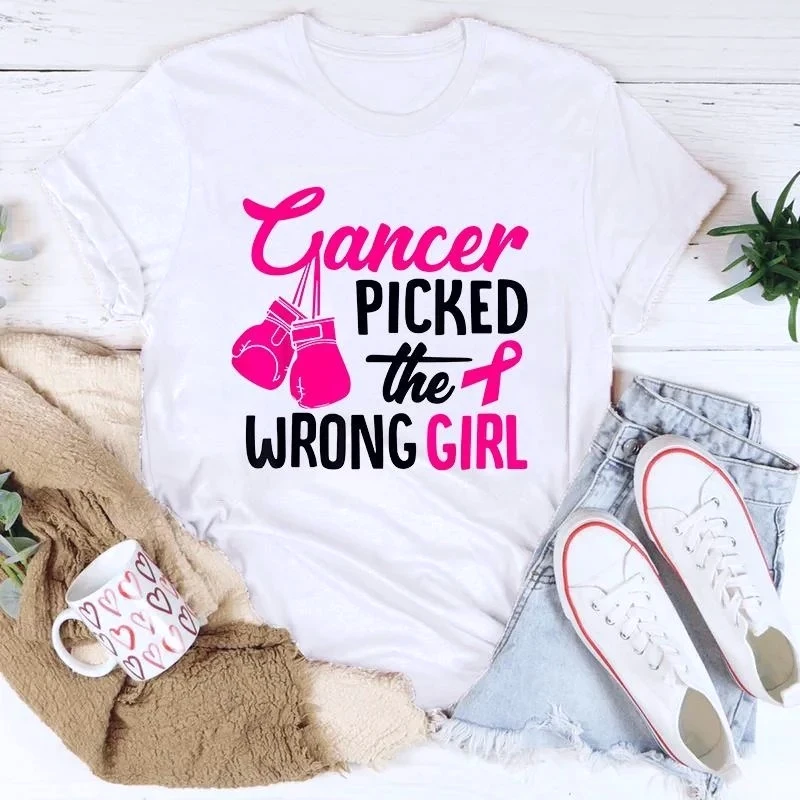 Футболка с принтом «Breast Cancer Cancer Picked The Wrong Girl», модная летняя футболка с короткими рукавами, в стиле хип-хоп, эстетичная женская футболка
Футболка с принтом «Breast Cancer Cancer Picked The Wrong Girl», модная летняя футболка с короткими рукавами, в стиле хип-хоп, эстетичная женская футболка