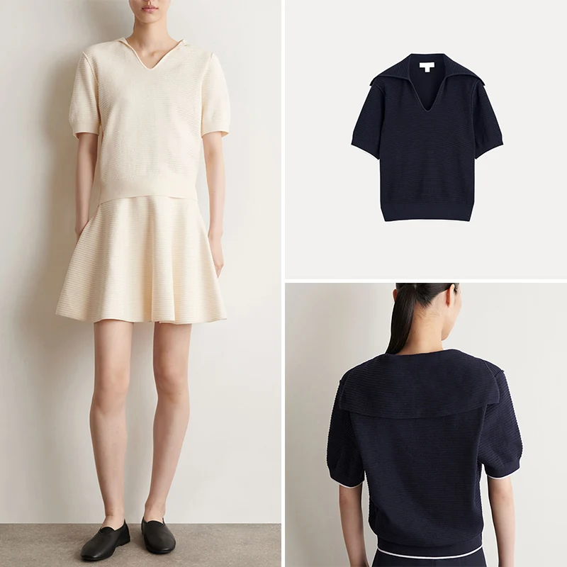 Women's Knitted Standard Fit Sailor Collar Summer Top Casual Style Loose Sleeve Regular Length Short Sleeve Zadata Brand
Women's Knitted Standard Fit Sailor Collar Summer Top Casual Style Loose Sleeve Regular Length Short Sleeve Zadata Brand