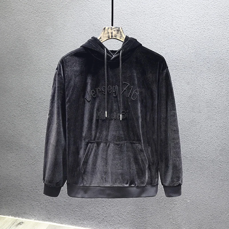 Light sensitive velvet hoodie men's 2024 autumn style loose embroidery high-end casual light luxury hooded outerwear
Light sensitive velvet hoodie men's 2024 autumn style loose embroidery high-end casual light luxury hooded outerwear