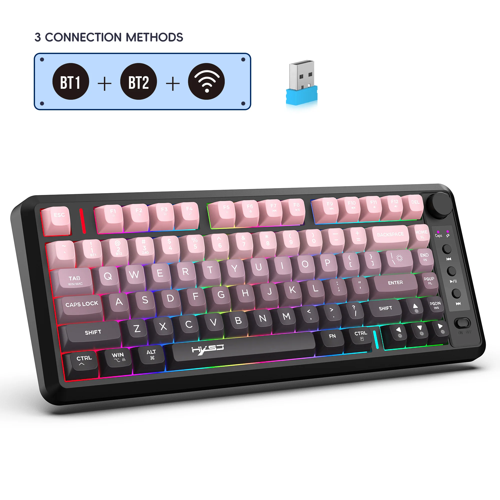 HXSJ L400 Three Mode BT Wireless Film Keyboard Gradual 81 Key Rechargeable Colorful Compact Office Game keyboard
HXSJ L400 Three Mode BT Wireless Film Keyboard Gradual 81 Key Rechargeable Colorful Compact Office Game keyboard