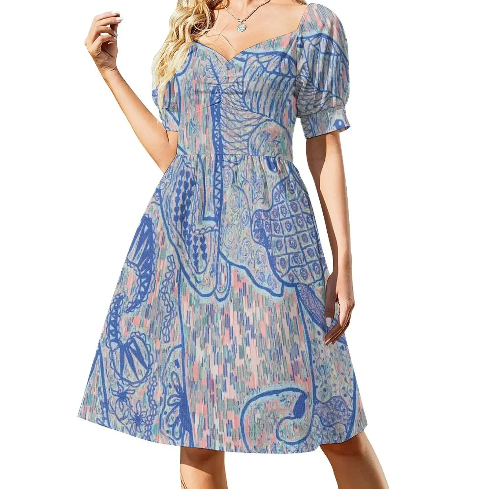 Zentangle Elephant In Pastel Short-Sleeved Dress Prom gown Women's summer long dress Dress
Zentangle Elephant In Pastel Short-Sleeved Dress Prom gown Women's summer long dress Dress