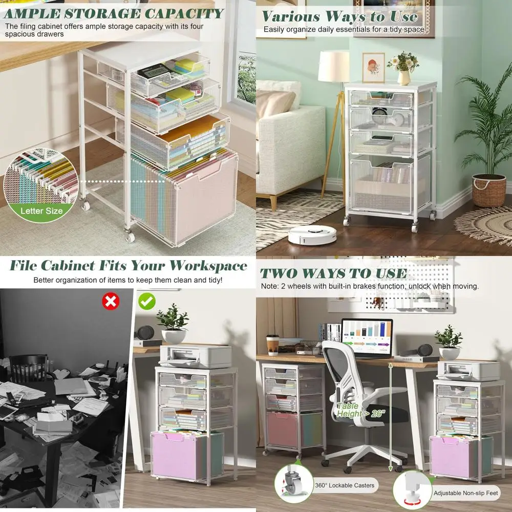 Rolling Cart with Wheels, Mobile Filing Cabinet for Home Office, Hanging File Organizer, Under Desk Storage, Multifunctional Uti
Rolling Cart with Wheels, Mobile Filing Cabinet for Home Office, Hanging File Organizer, Under Desk Storage, Multifunctional Uti