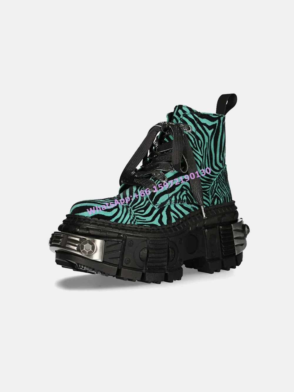 Retro Black Green Boots Zebra Stripes Round Toe Thick Soled Platform Lace Up Hotties Metal Style Shoes Sexy Modern Ankle Boots
Retro Black Green Boots Zebra Stripes Round Toe Thick Soled Platform Lace Up Hotties Metal Style Shoes Sexy Modern Ankle Boots