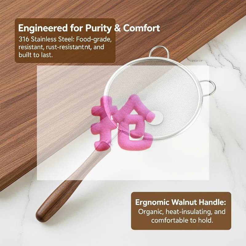 Fine Filter Strainer 304 Stainless Steel Wooden Handle Complementary Food Soybean Milk Filter Residue Spoon
Fine Filter Strainer 304 Stainless Steel Wooden Handle Complementary Food Soybean Milk Filter Residue Spoon