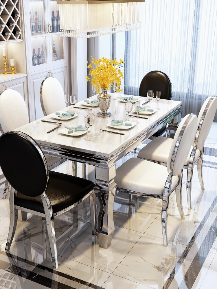 Latest Arrival Dining Tables and Chairs Set Rectangular Stainless Steel Tableware Stone
Latest Arrival Dining Tables and Chairs Set Rectangular Stainless Steel Tableware Stone