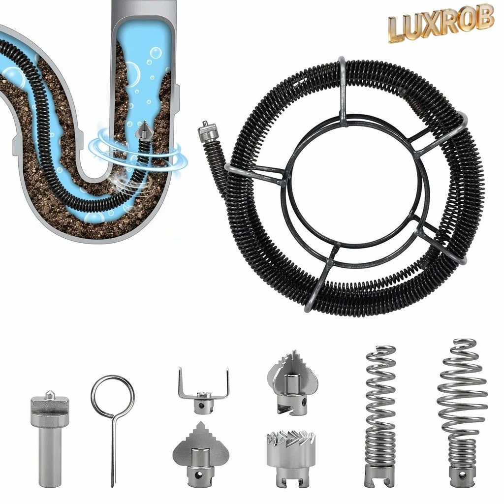 New Arrival Steel Pipe Cleaning Spiral With 6 Interchangeable Cutting Heads For Electric Drain Cleaning Machine 12mm Diameter
New Arrival Steel Pipe Cleaning Spiral With 6 Interchangeable Cutting Heads For Electric Drain Cleaning Machine 12mm Diameter