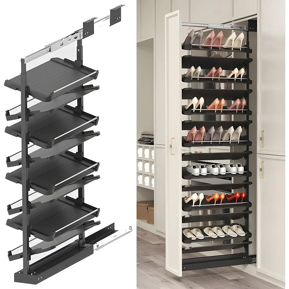 4-15 Tier Cabinet Pull Out Shoe Rack, Adjustable Veal Shoe Organizer or Closet and Wardrobe Cabinet, Heavy Duty Slide Out Shoe S
4-15 Tier Cabinet Pull Out Shoe Rack, Adjustable Veal Shoe Organizer or Closet and Wardrobe Cabinet, Heavy Duty Slide Out Shoe S