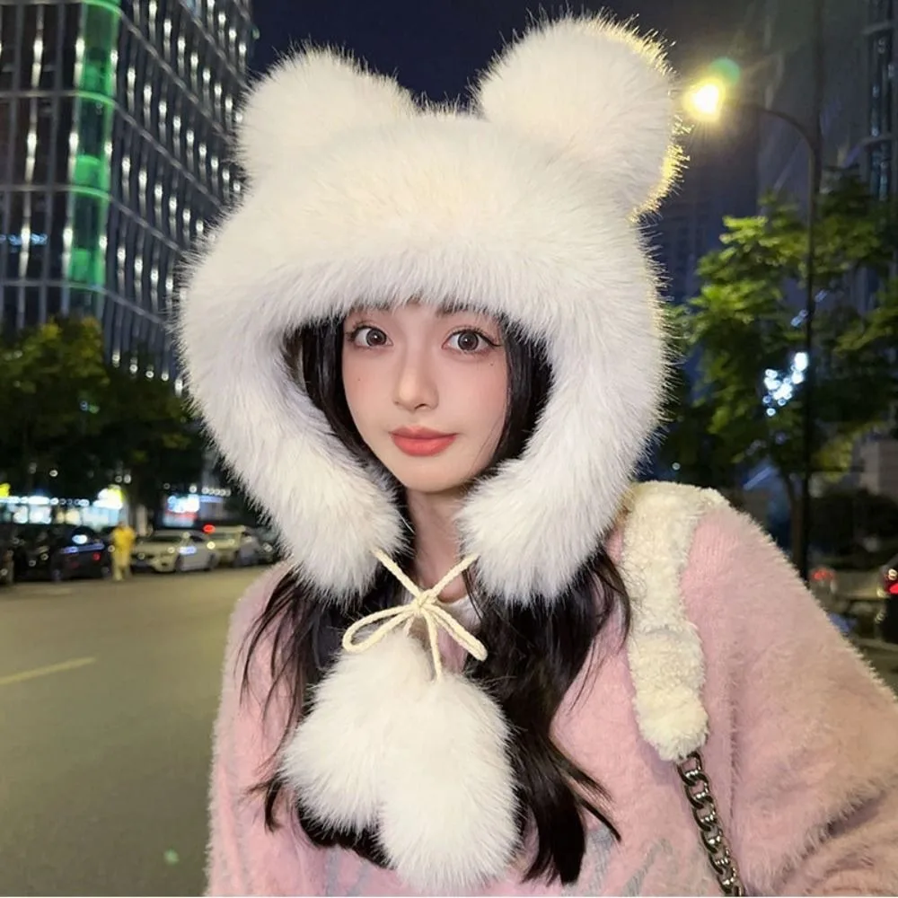 Cute Warm Winter Plush Hat Bear Ear Wool Ear Protection Hat Soft Thickened Fluffy Bucket Hat Women
Cute Warm Winter Plush Hat Bear Ear Wool Ear Protection Hat Soft Thickened Fluffy Bucket Hat Women
