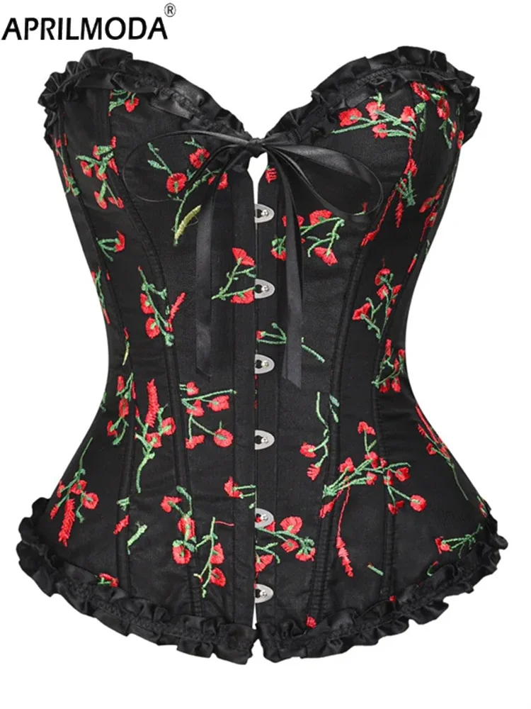 2024 Sexy Lingerie Women Bustier Strap Jacquard Vintage Fairy Red Black Ruffled Trim Boned Embroidery Flower Overbust Corselet
2024 Sexy Lingerie Women Bustier Strap Jacquard Vintage Fairy Red Black Ruffled Trim Boned Embroidery Flower Overbust Corselet