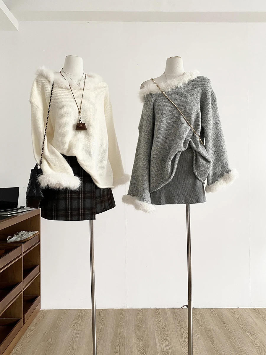 Winter 2025 Women's Korean Style Lazy Shoulder Sweater Loose Knitted Top Warm Long Sleeve One-Shoulder Furry Casual Fashion
Winter 2025 Women's Korean Style Lazy Shoulder Sweater Loose Knitted Top Warm Long Sleeve One-Shoulder Furry Casual Fashion