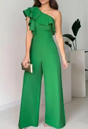Lotus Leaf Edge Single Shoulder High Waist Loose Straight Leg Elegant Jumpsuit Summer Women's Elegant Diagonal Collar Jumpsuit
Lotus Leaf Edge Single Shoulder High Waist Loose Straight Leg Elegant Jumpsuit Summer Women's Elegant Diagonal Collar Jumpsuit