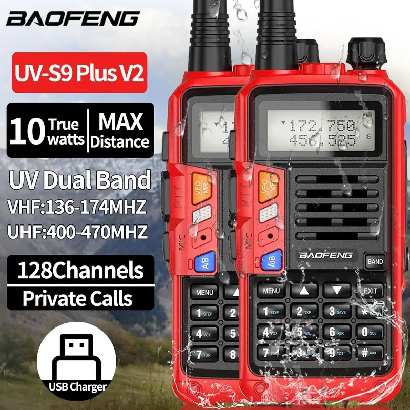 2PCs baofeng UV-S9 plus V2 profesional waterproof walkie talkie long range high power handheld dual band 2 way hunting radios
2PCs baofeng UV-S9 plus V2 profesional waterproof walkie talkie long range high power handheld dual band 2 way hunting radios