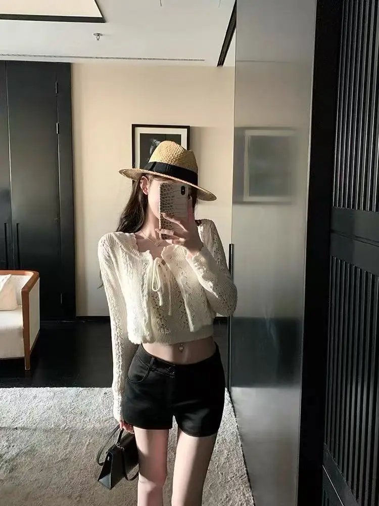 Sweet Knitted Cardigans Women Crochet Hollow Out Tank Tops Spring Summer Two Piecs Set Thin Sweaters C298
Sweet Knitted Cardigans Women Crochet Hollow Out Tank Tops Spring Summer Two Piecs Set Thin Sweaters C298