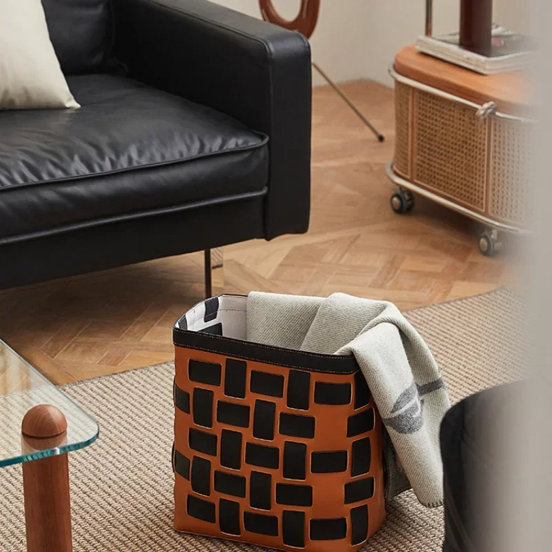 Retro light luxury storage basket hand-woven Nordic home storage basket saddle leather high value cloakroom dirty clothes basket
Retro light luxury storage basket hand-woven Nordic home storage basket saddle leather high value cloakroom dirty clothes basket