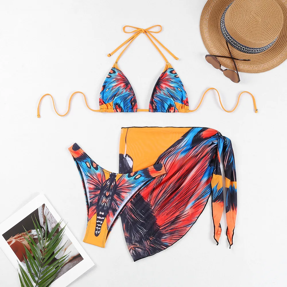 Three- Pieces Bikini Sets Sexy Swimwear Women Butterfly Bikinis Print Swimsuit Triagle Beachwear Bathing Suits Micro Biquini
Three- Pieces Bikini Sets Sexy Swimwear Women Butterfly Bikinis Print Swimsuit Triagle Beachwear Bathing Suits Micro Biquini