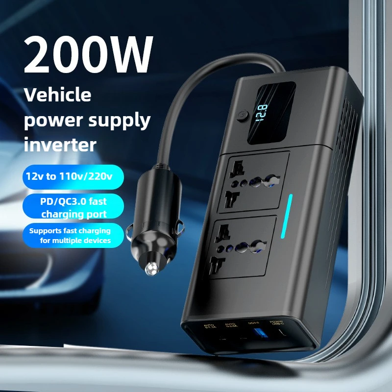 DC12V to AC220V 50HZ 200W Car Inverter PD+QC3.0+2USB Ports Phone Fast Charger Cigarette Lighter Power Adapter Universal Socket
DC12V to AC220V 50HZ 200W Car Inverter PD+QC3.0+2USB Ports Phone Fast Charger Cigarette Lighter Power Adapter Universal Socket