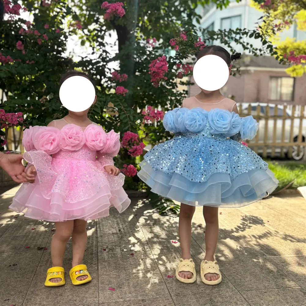 Pink Elegant Sequin Flower Girl Dress Princess Floral Off Shoulder Children Wedding Birthday Party First Communion Dress 
Pink Elegant Sequin Flower Girl Dress Princess Floral Off Shoulder Children Wedding Birthday Party First Communion Dress