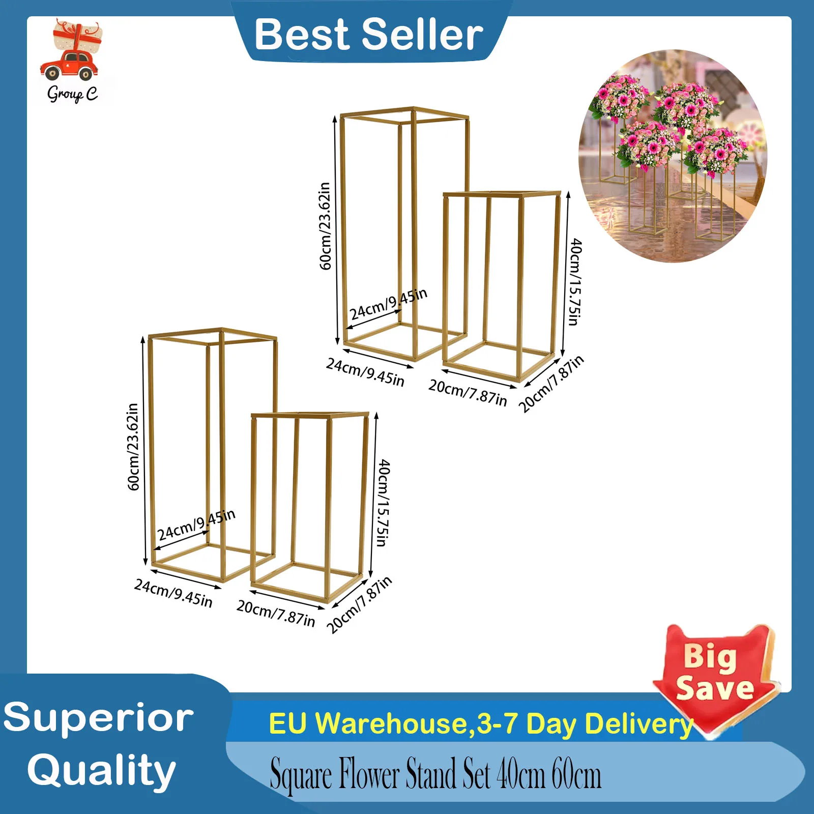 2pcs 40cm + 2pcs 60cm Square Flower Stand Set, 20x20x40cm 24x24x60cm Wedding Flower Stand for Wedding Party Decoration
2pcs 40cm + 2pcs 60cm Square Flower Stand Set, 20x20x40cm 24x24x60cm Wedding Flower Stand for Wedding Party Decoration