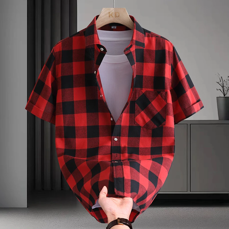 Loose Men's Plaid Short Sleeve Shirt Half Sleeve Summer New Style Black Red Grid Men's Fashion Casual Breathable Polyester Co...
Loose Men's Plaid Short Sleeve Shirt Half Sleeve Summer New Style Black Red Grid Men's Fashion Casual Breathable Polyester Co...