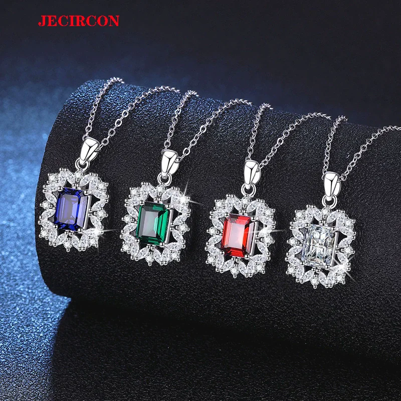 JECIRCON S925 Sterling Silver Moissanite Necklace 2 Carat Lab-Grown Gemstone Pendant Available in Red, Blue and Green Gemstones
JECIRCON S925 Sterling Silver Moissanite Necklace 2 Carat Lab-Grown Gemstone Pendant Available in Red, Blue and Green Gemstones