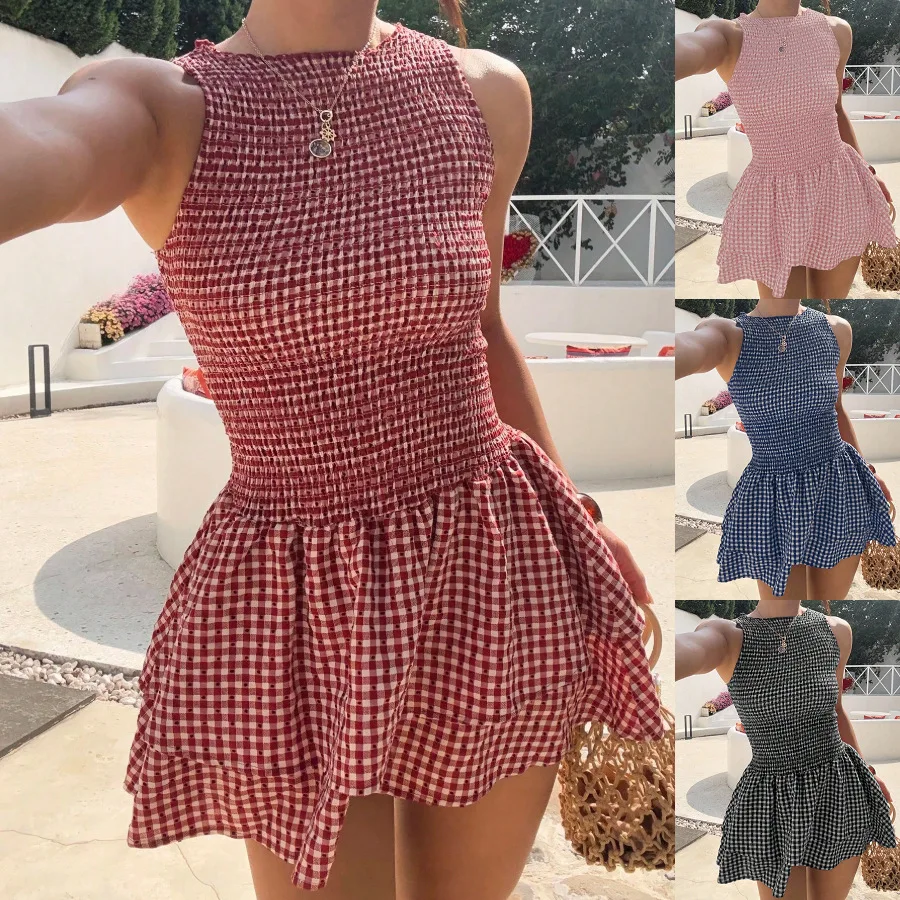 Spring Summer Women Off Shoulder Ruched Gingham Dress Dresses Sleeveless Tutu Gown
Spring Summer Women Off Shoulder Ruched Gingham Dress Dresses Sleeveless Tutu Gown