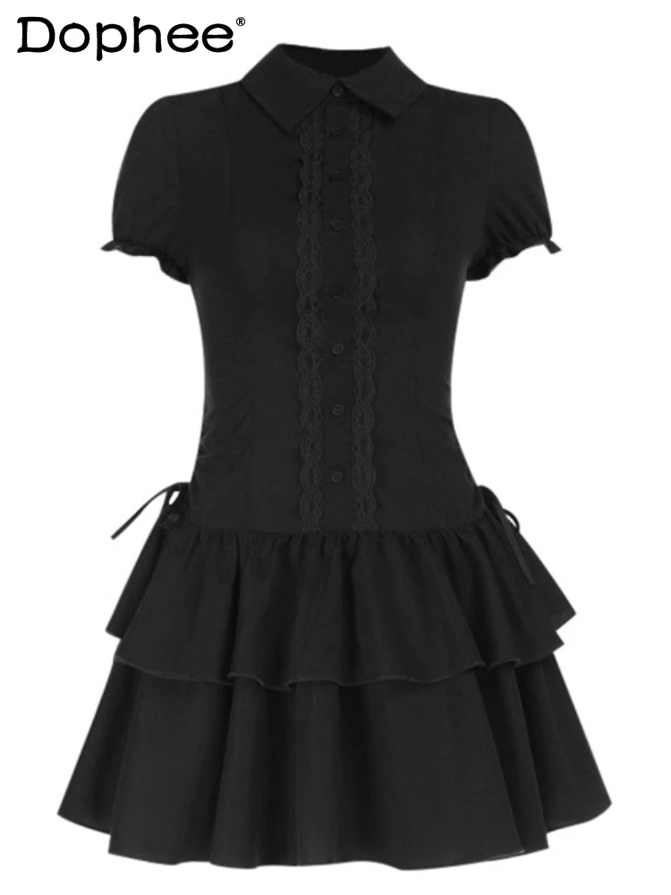 Y2K Subculture Japanese Original Dark Lolita Academy Style Lace Gothic Polo Collar Short Sleeve Dress for Women
Y2K Subculture Japanese Original Dark Lolita Academy Style Lace Gothic Polo Collar Short Sleeve Dress for Women
