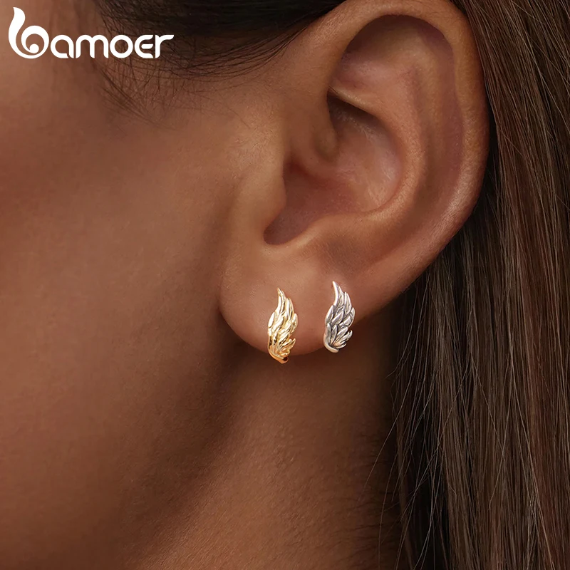 Bamoer Original 925 Sterling Animal Feather Hoop Earrings Vintage Angel Wing Plated Gold For Women Birthday Gift Fine Jewelry
Bamoer Original 925 Sterling Animal Feather Hoop Earrings Vintage Angel Wing Plated Gold For Women Birthday Gift Fine Jewelry