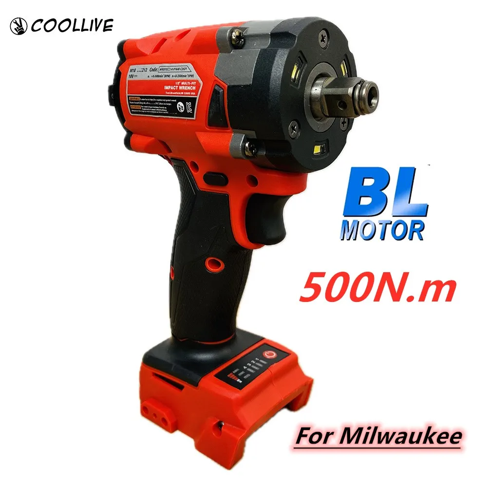 For Milwaukee 18V Battery 500N.m Brushless Electric Wrench 1/2" Cordless Screwdriver Car Truck Repair Service Power Tools
For Milwaukee 18V Battery 500N.m Brushless Electric Wrench 1/2" Cordless Screwdriver Car Truck Repair Service Power Tools