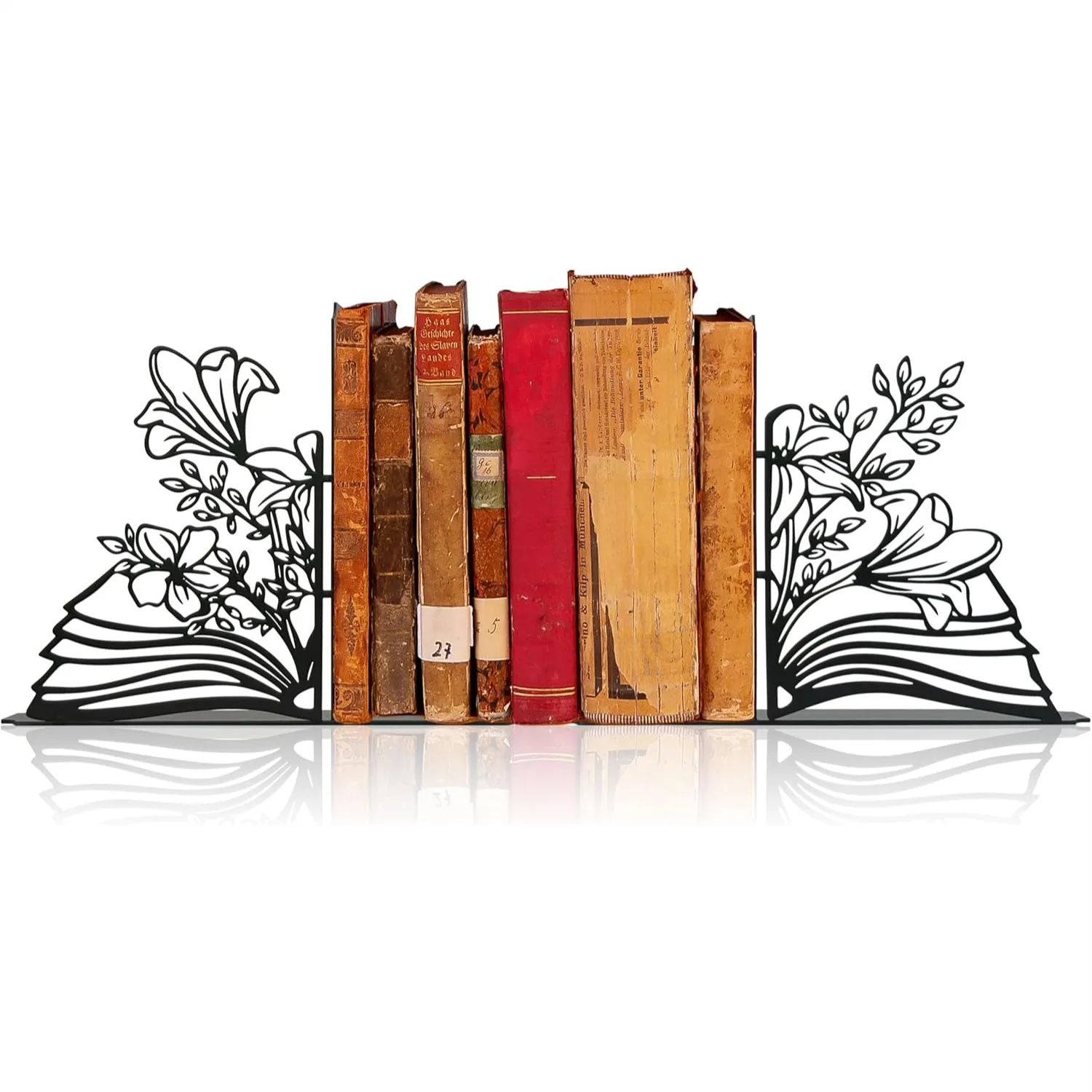 Metal Flower & Book Decorative Bookends for Shelves, Reading Room Decor for Book Lovers
Metal Flower & Book Decorative Bookends for Shelves, Reading Room Decor for Book Lovers