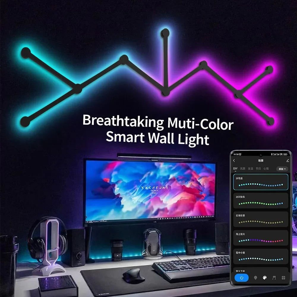 LED Smart Wall Lamp RGBIC Light Bar DIY Atmosphere Night Light APP Music Rhythm TV Backlight Bedroom Game Room Decoration Dad
LED Smart Wall Lamp RGBIC Light Bar DIY Atmosphere Night Light APP Music Rhythm TV Backlight Bedroom Game Room Decoration Dad